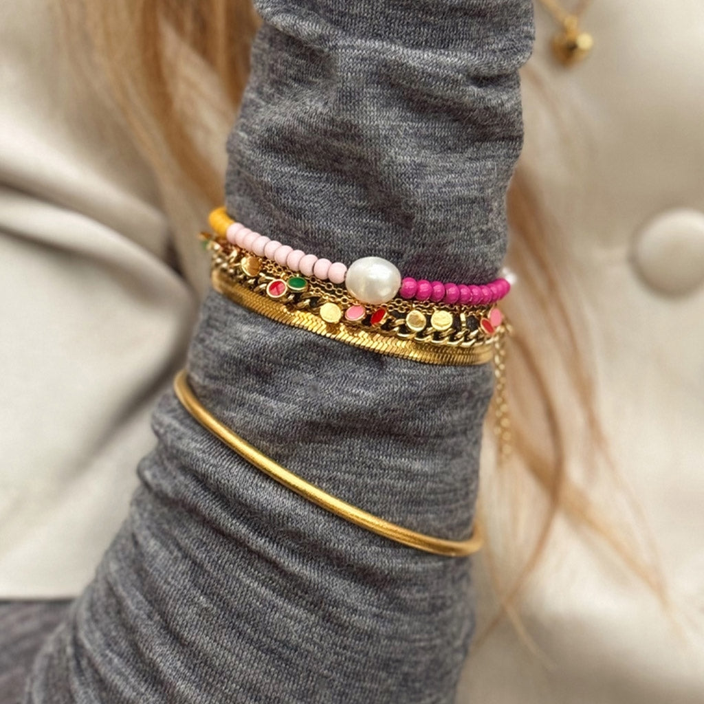 LULU Copenhagen-Color Ball Bracelet Pearls gold plated-{StyleType
