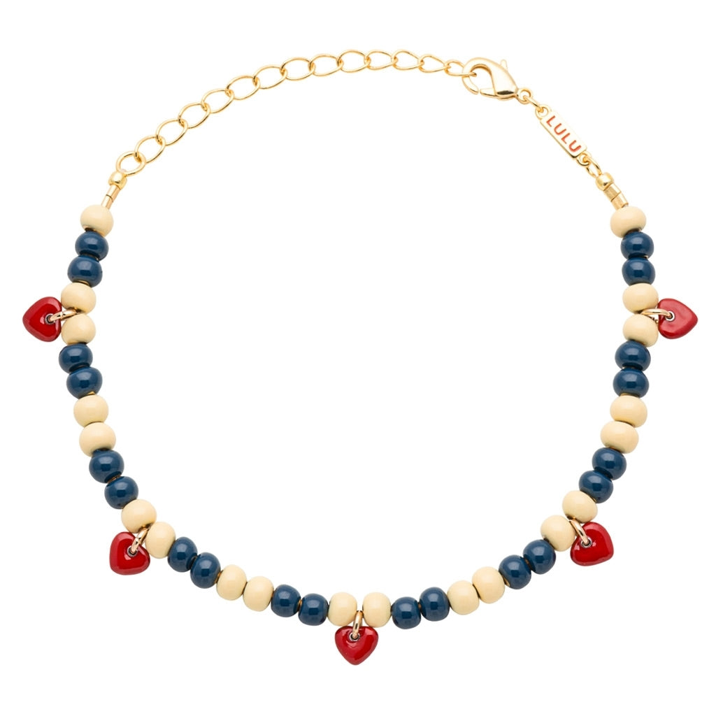 LULU Copenhagen Color Ball Heart Bracelet Bracelets Soft Yellow/Retro Dark Blue