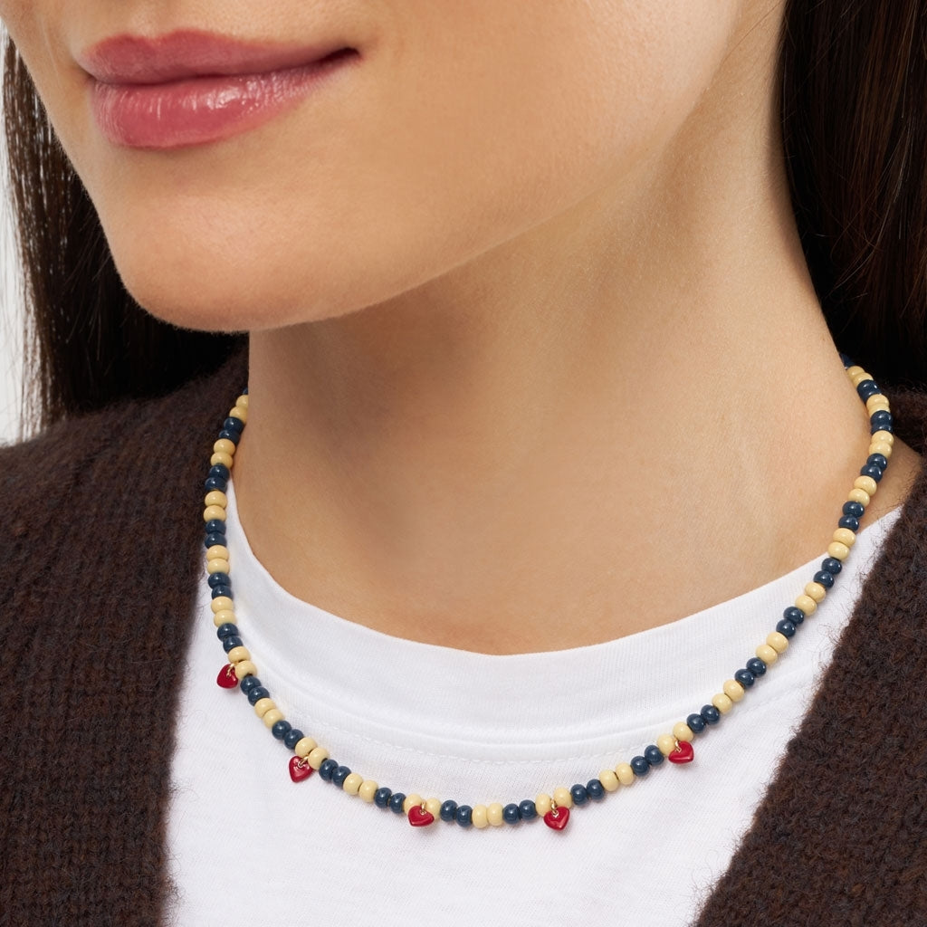 LULU Copenhagen Color Ball Heart Necklace Necklaces Soft Yellow/Retro Dark Blue