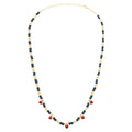 Color Ball Heart Necklace - Soft Yellow/Retro Dark Blue