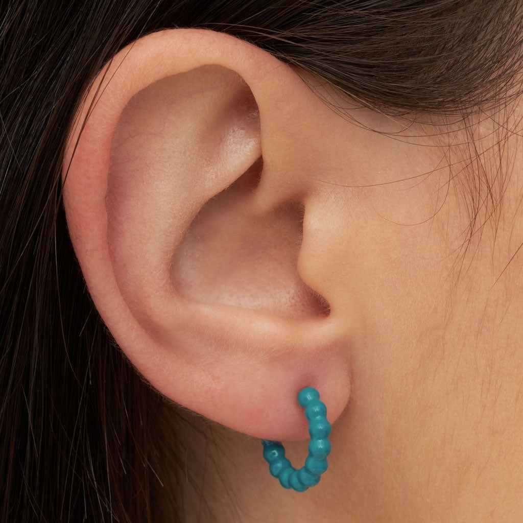 LULU Copenhagen Color Ball Hoops - Small - Pair Hoops Retro Blue