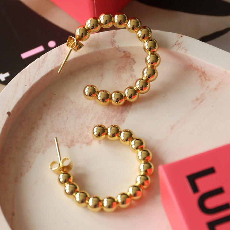 LULU Copenhagen Color Ball Hoops Large pair Hoops Gold plated