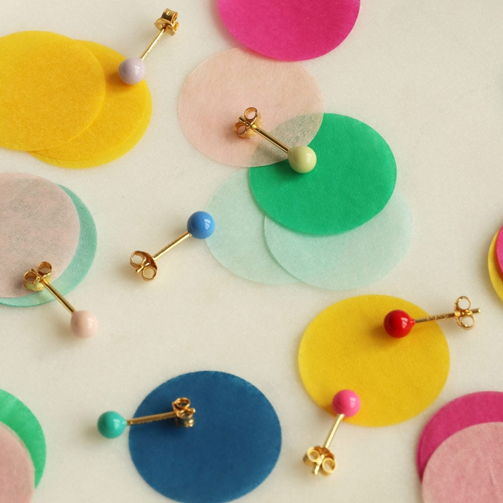LULU Copenhagen Color Ball Medium earring 1 pcs Ear stud, 1 pcs Pink Coral