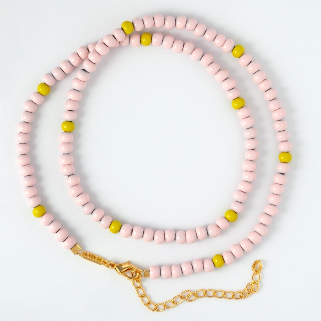 LULU Copenhagen Color Ball Necklace Short Necklaces Silke Light Pink/ Lime