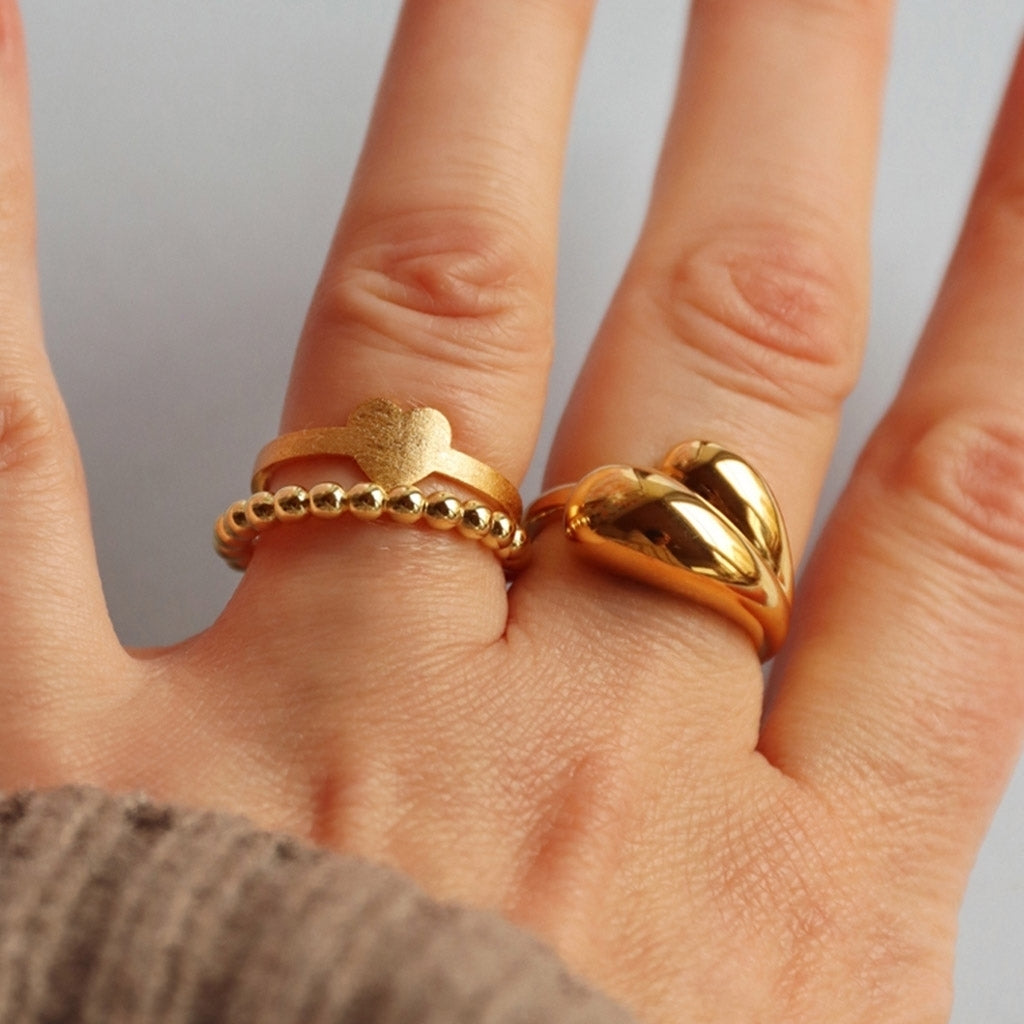 LULU Copenhagen Color Ball Ring, brushed Rings Gold plated