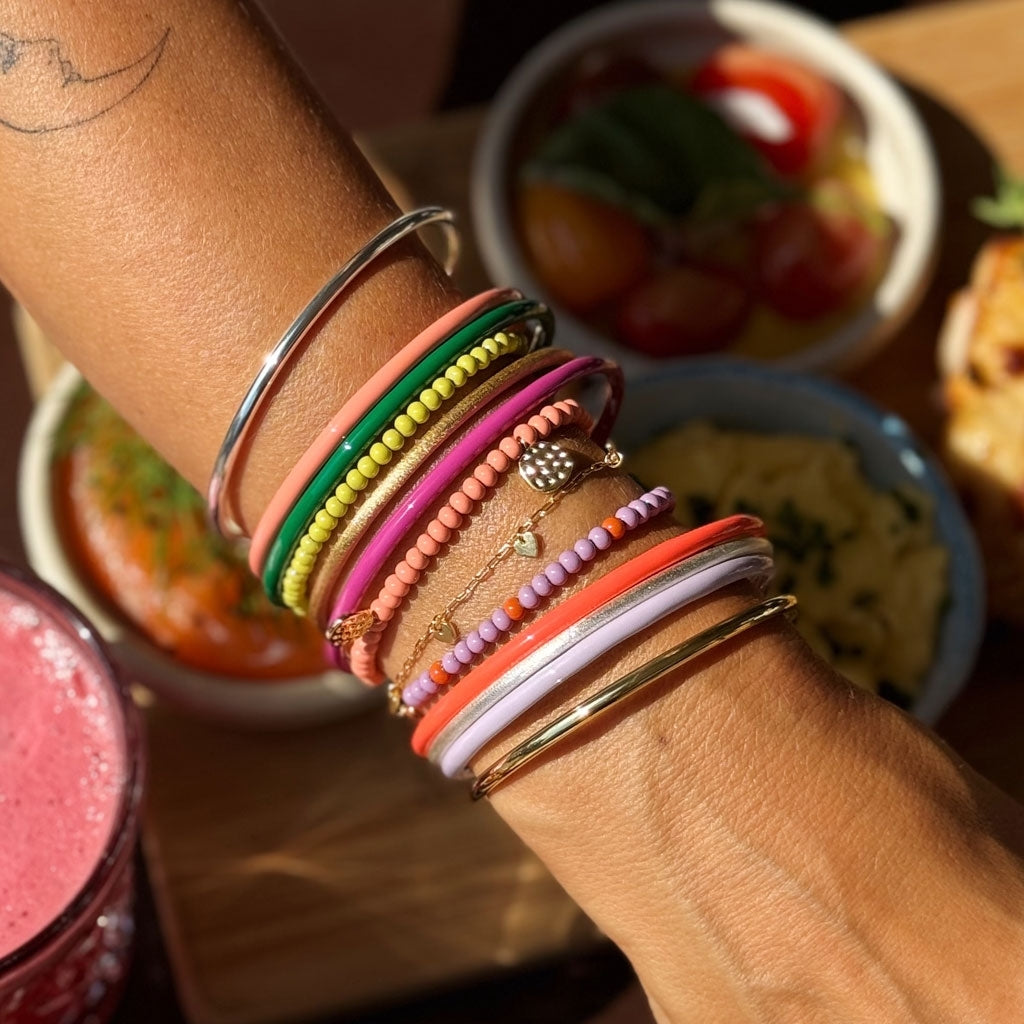 LULU Copenhagen Color Bangle Bracelets Orange/Coral
