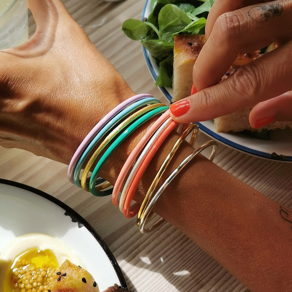 LULU Copenhagen Color Bangle Brushed Bracelets Silver Plated