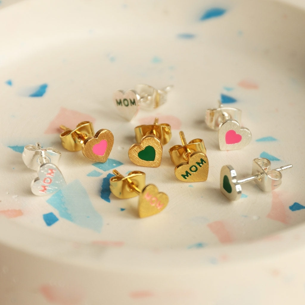 LULU Copenhagen Color Heart earring 1 pcs silver plated Ear stud, 1 pcs Pink