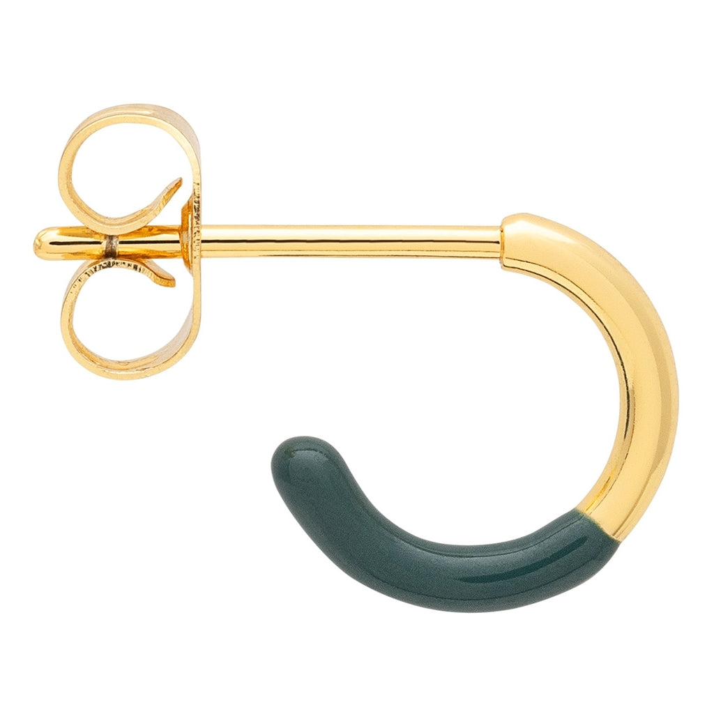 LULU Copenhagen Color Hoop Half Dip 1 pcs gold plated Hoops North Sea Green