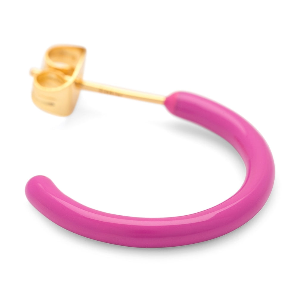 LULU Copenhagen Color Hoops Medium pair Hoops Electric Fuchsia Pink