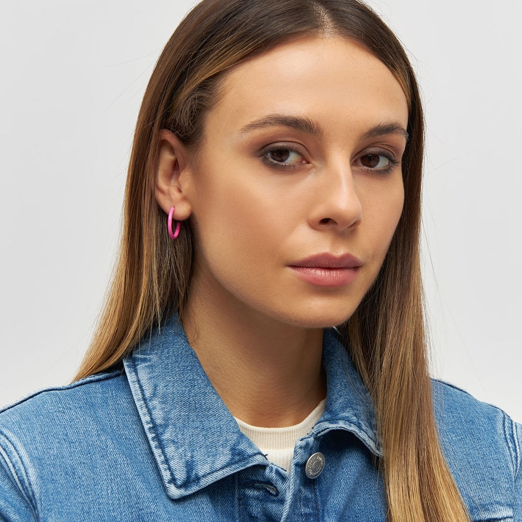 LULU Copenhagen Color Hoops Medium pair Hoops Pink