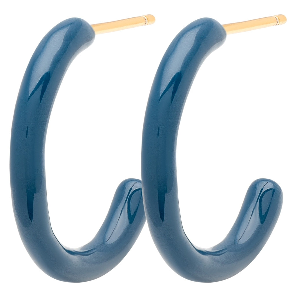 LULU Copenhagen Color Hoops Medium pair Hoops Retro Dark Blue