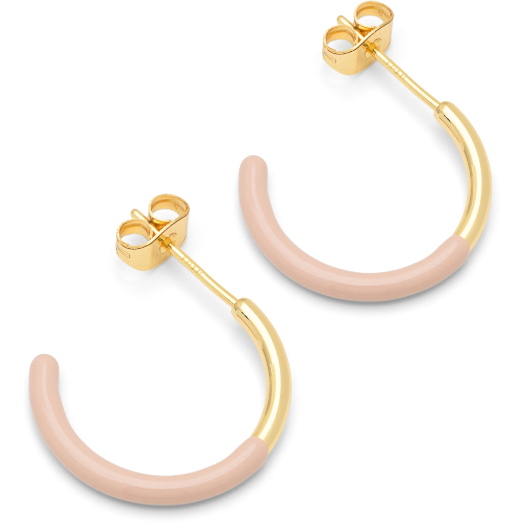 LULU Copenhagen Color Hoops half Dip Medium pair - Gold plated brass Hoops Dusty Peach