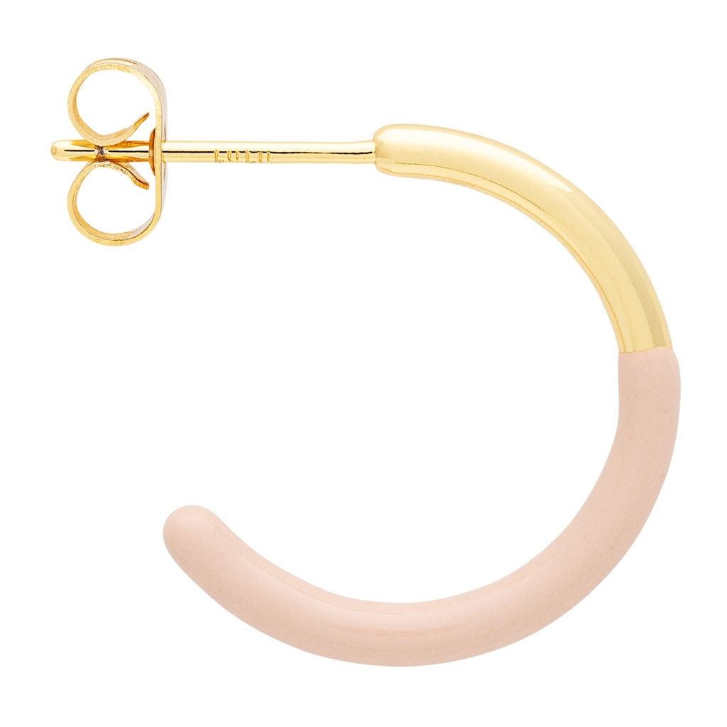 LULU Copenhagen Color Hoops half Dip Medium pair - Gold plated brass Hoops Dusty Peach