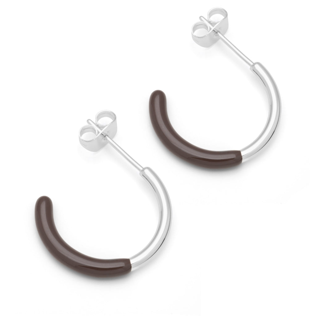 LULU Copenhagen Color Hoops half Dip Medium pair - silver plated Hoops Cocoa Powder