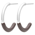 Color Hoops half Dip Medium pair - silver plated - Cocoa Powder