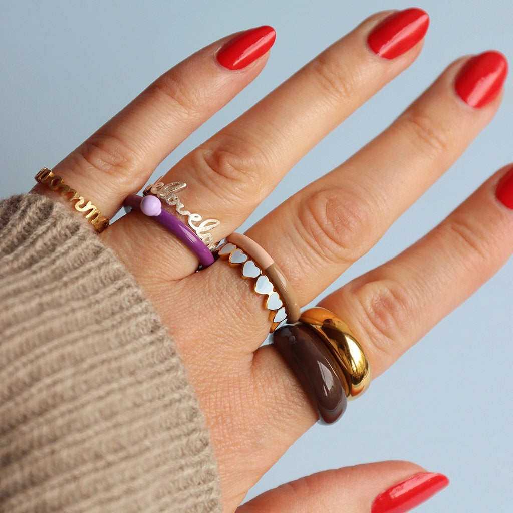 LULU Copenhagen Color Ring Chunky Rings Gold plated