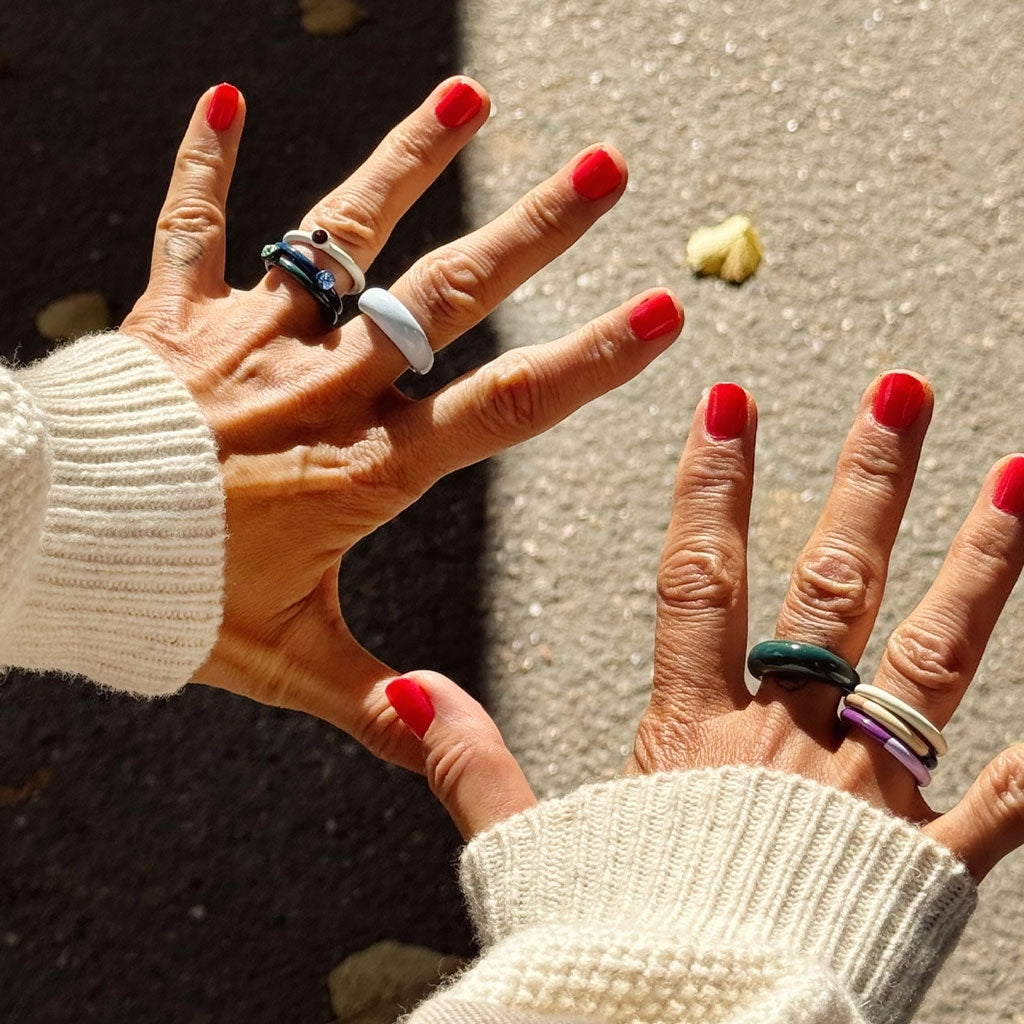 LULU Copenhagen Color Ring Crystal Rings Retro Dark Blue