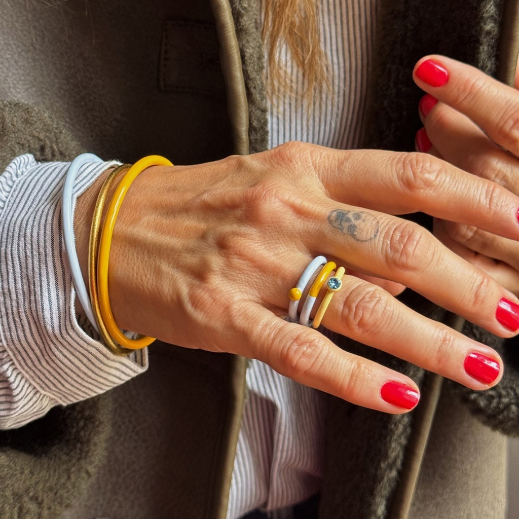 LULU Copenhagen Color Ring Crystal Rings Soft Yellow