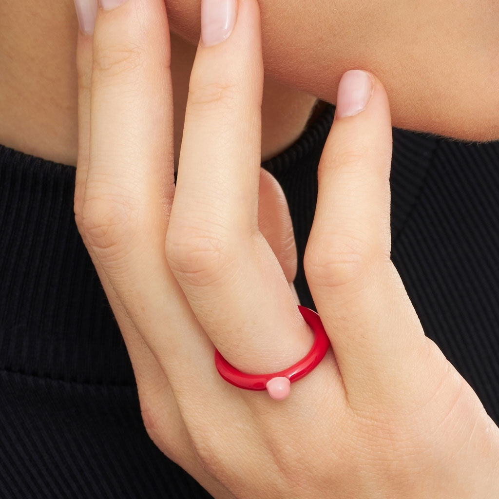 LULU Copenhagen Color Ring Top Rings Hot Coral/Burnt Coral