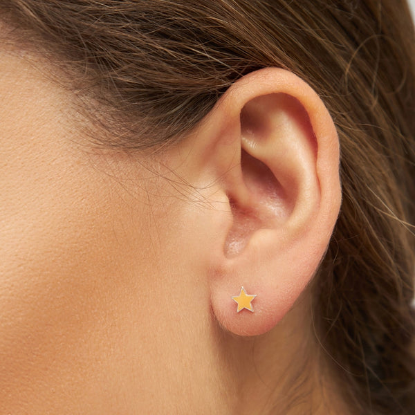 LULU Copenhagen Color Star 1 pcs silver Ear stud, 1 pcs Marigold