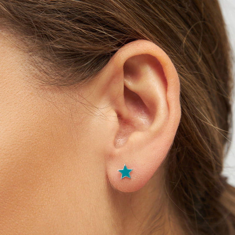 LULU Copenhagen Color Star 1 pcs silver Ear stud, 1 pcs Petrol