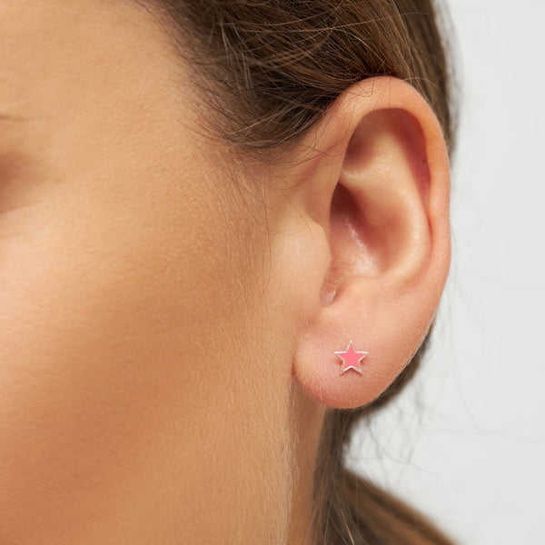 LULU Copenhagen Color Star 1 pcs silver Ear stud, 1 pcs Pink