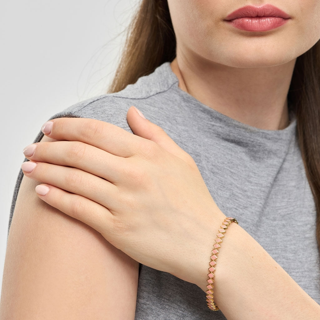 LULU Copenhagen Confetti Bangle - Gold Plated Bracelets Burnt Coral