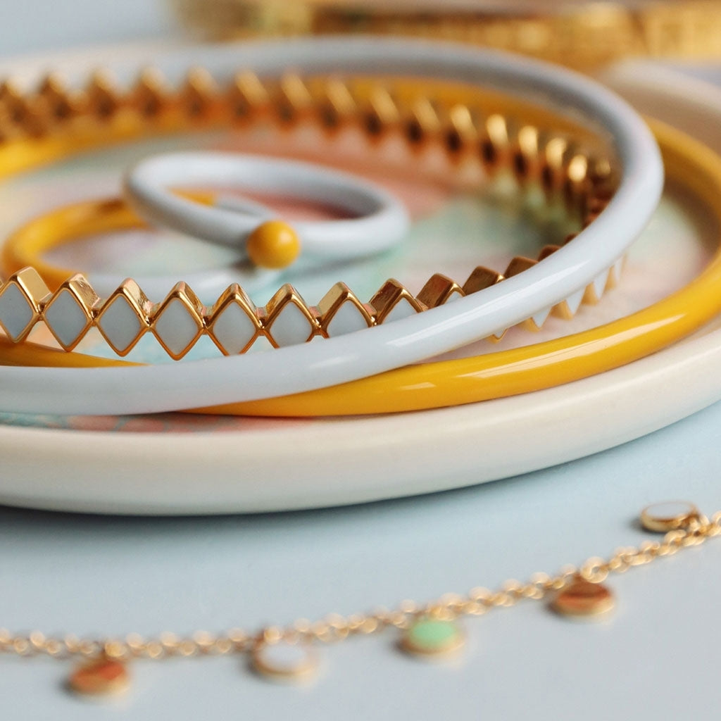 LULU Copenhagen Confetti Bangle - Gold Plated Bracelets Skyride Blue