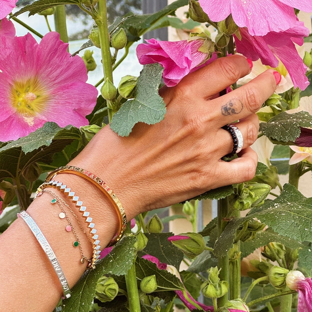 LULU Copenhagen Confetti Bangle - Gold Plated Bracelets Skyride Blue