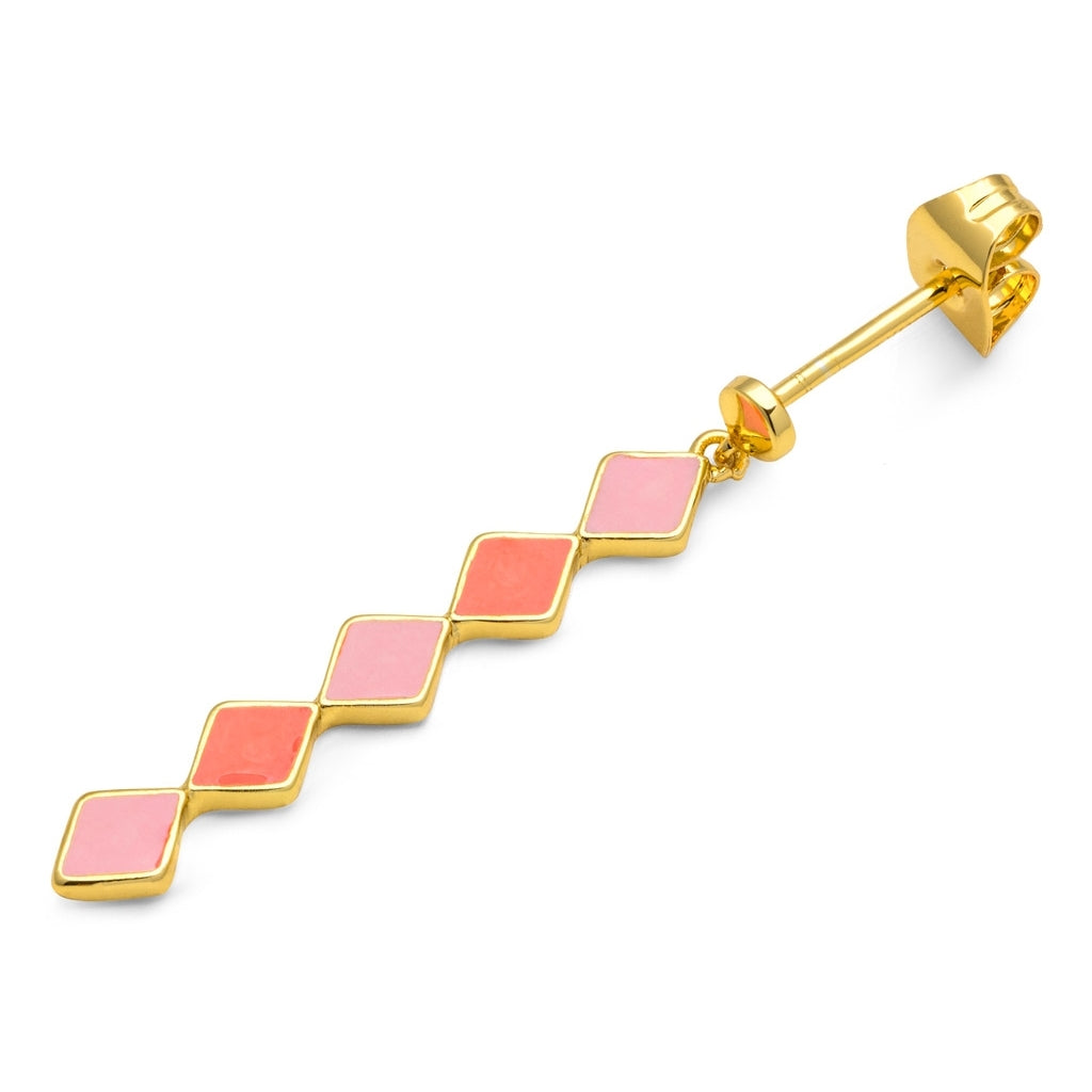 LULU Copenhagen Confetti Long earring 1 pcs gold plated Ear stud, 1 pcs Orange Coral - Light Pink