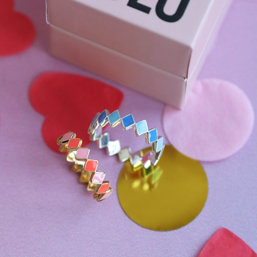 LULU Copenhagen Confetti Ring gold plated Rings Pink