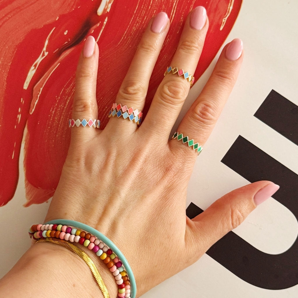 LULU Copenhagen Confetti Ring gold plated Rings Pink