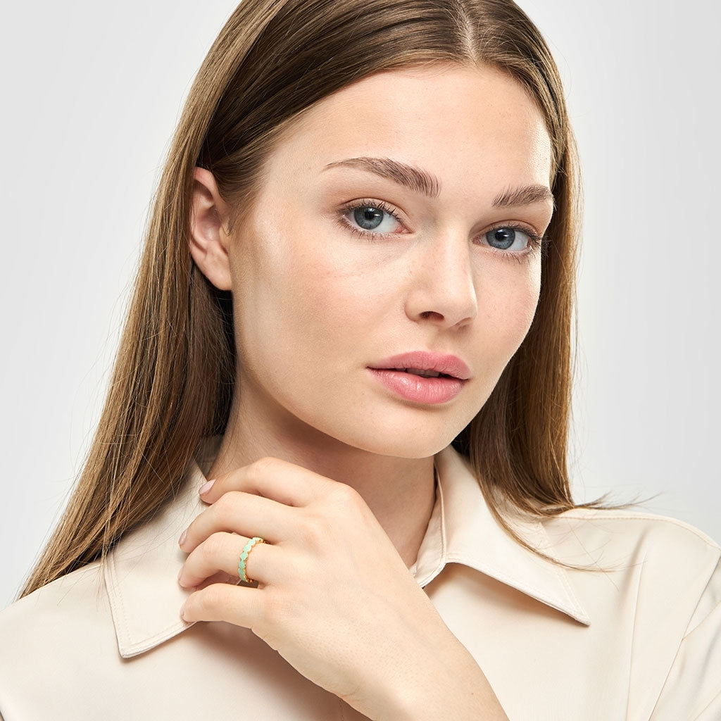 LULU Copenhagen Connected Circles Ring Rings Seasalt Green