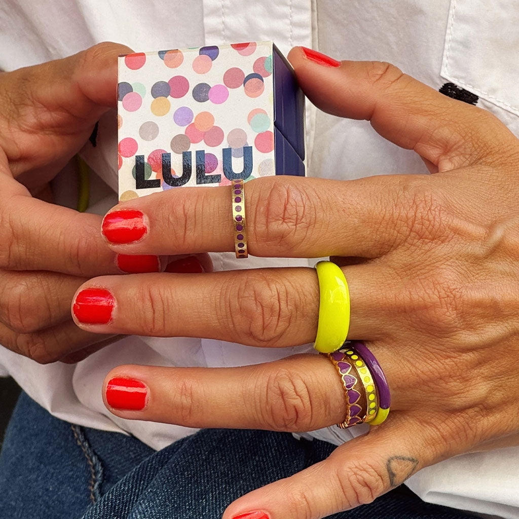 LULU Copenhagen Connected Hearts Ring Rings Purple Harvest