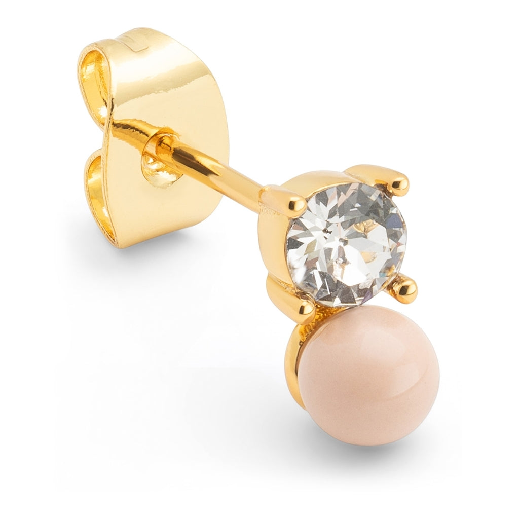 LULU Copenhagen Diamond Eye earring 1 pcs Ear stud, 1 pcs Dusty Peach/Crystal