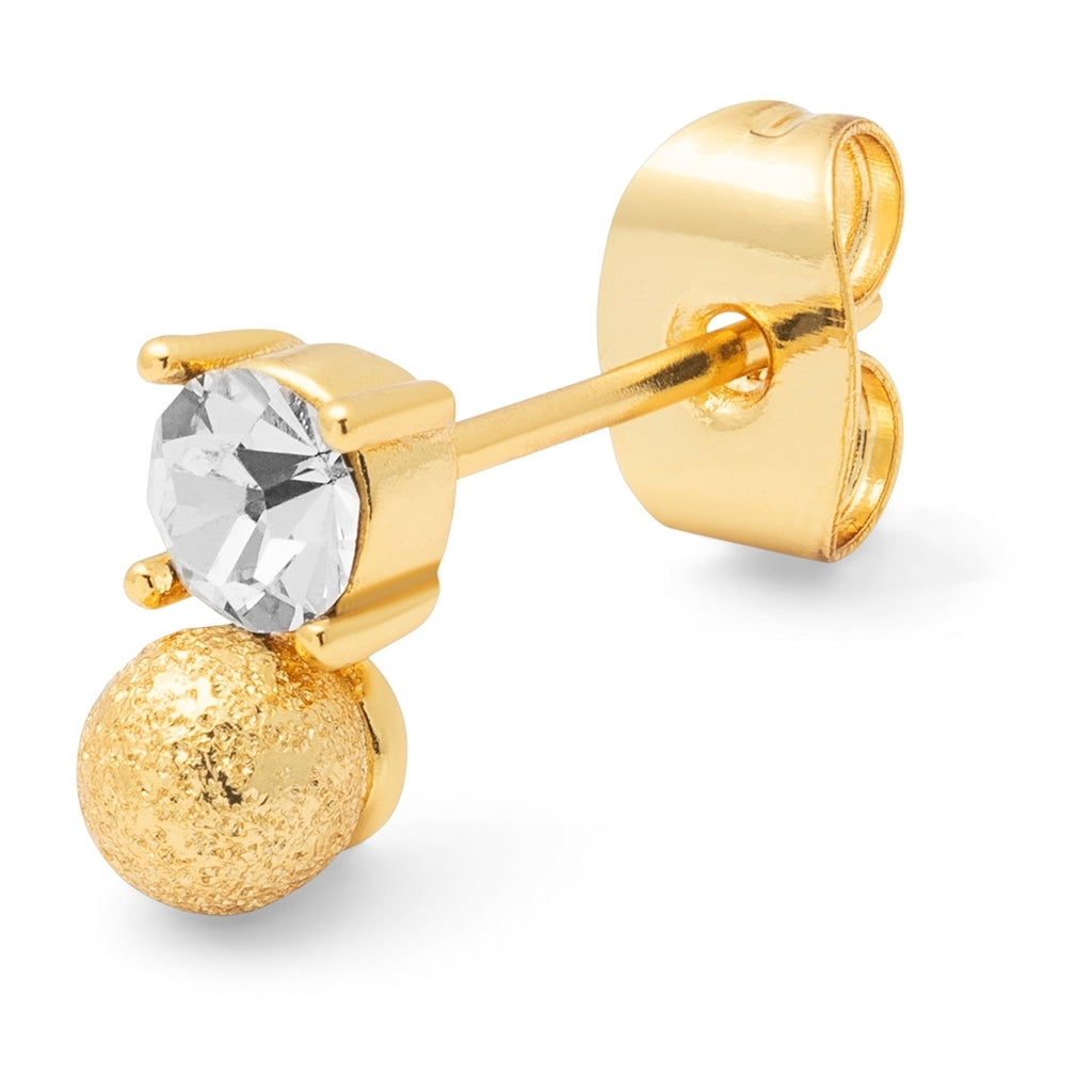 LULU Copenhagen Diamond Eye earring 1 pcs Ear stud, 1 pcs Gold Plated/Crystal