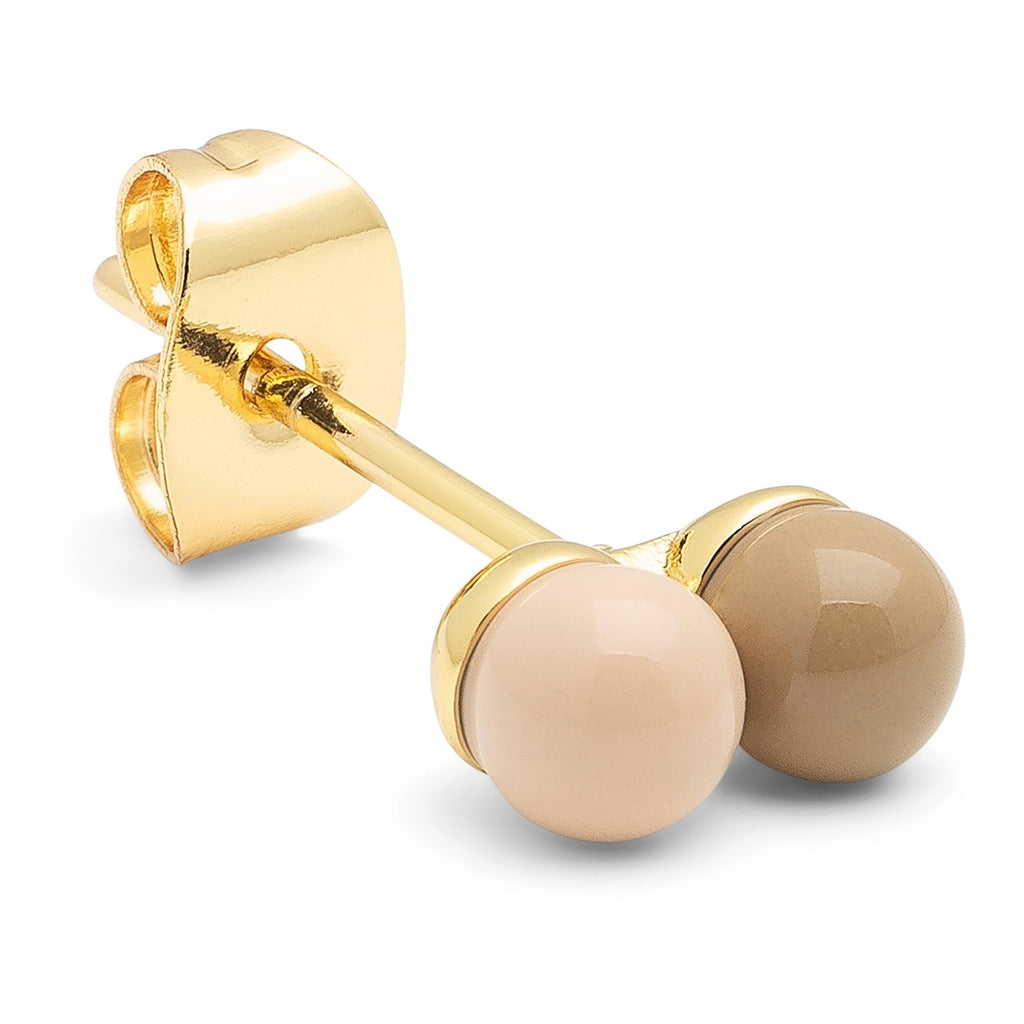 LULU Copenhagen Double Color Ball earring 1 pcs Ear stud, 1 pcs Mocha Mousse/Dusty Peach