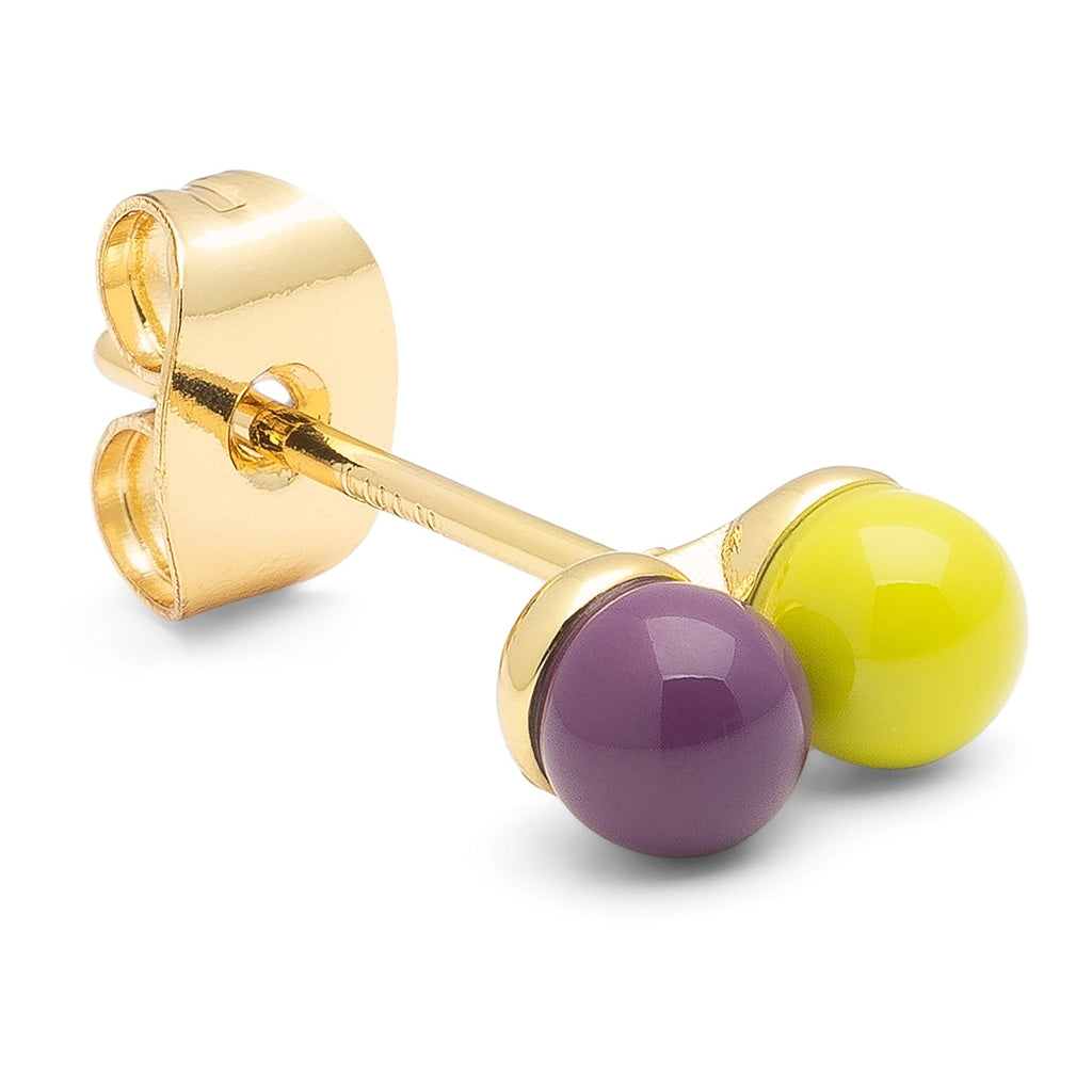 LULU Copenhagen Double Color Ball earring 1 pcs Ear stud, 1 pcs Wild Lime/Purple Harvest