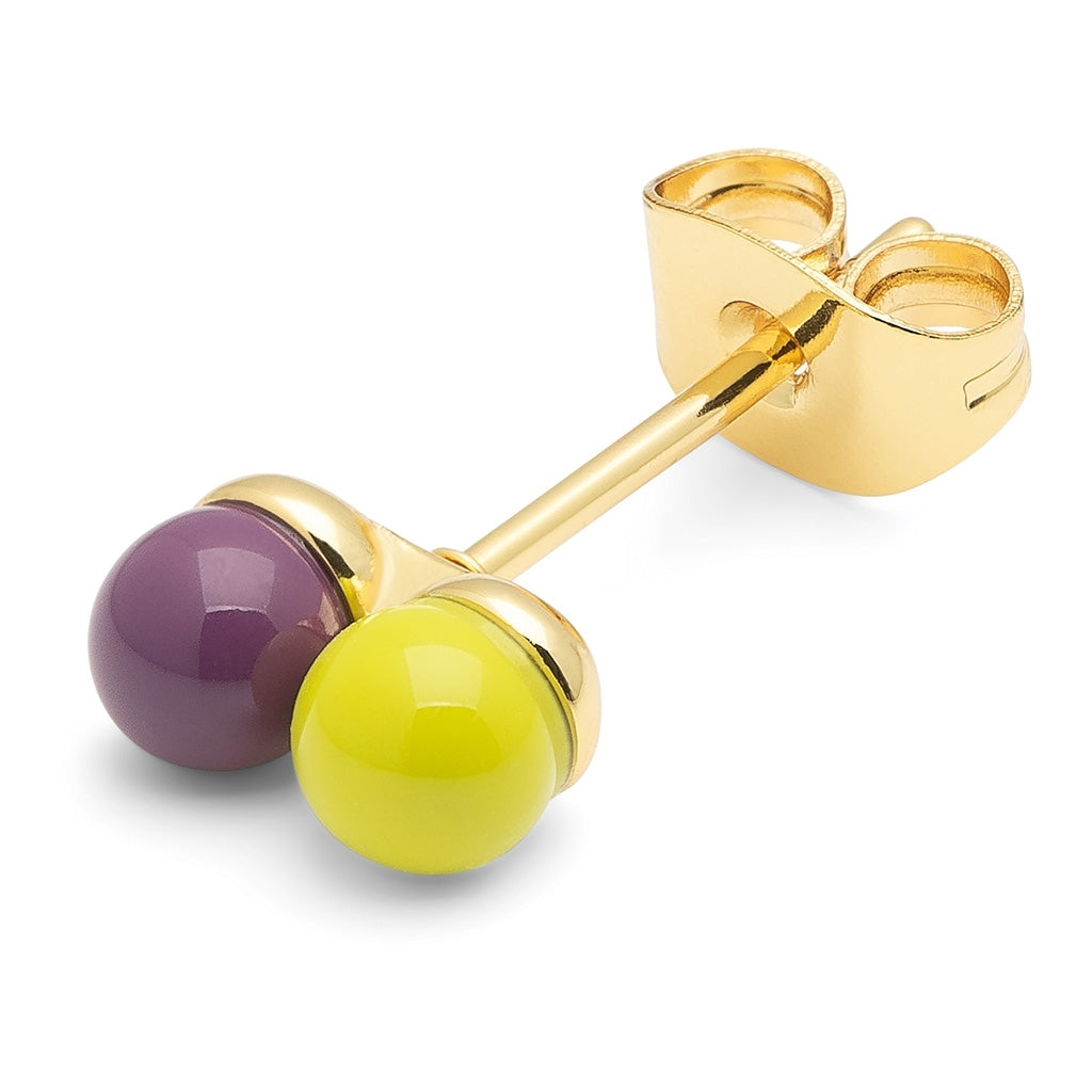 LULU Copenhagen Double Color Ball earring 1 pcs Ear stud, 1 pcs Wild Lime/Purple Harvest