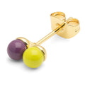 Double Color Ball earring 1 pcs - Wild Lime/Purple Harvest