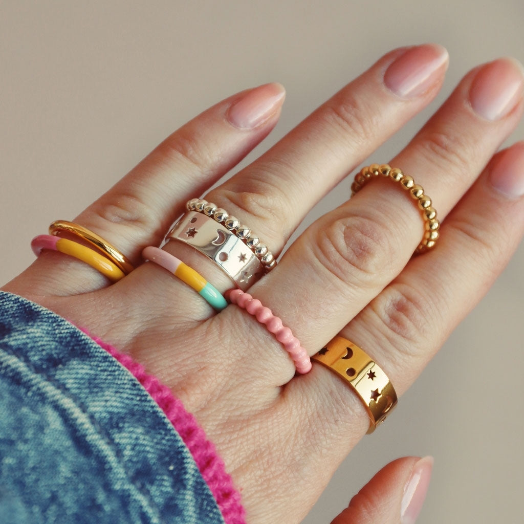 LULU Copenhagen Double Color Ring Rings Wild Lime/Purple Harvest
