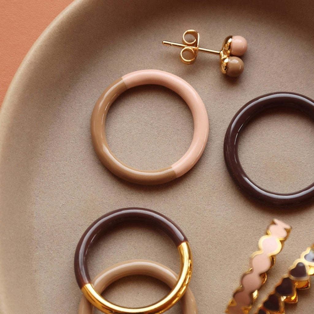 LULU Copenhagen Double Color Ring gold plated Rings Cocoa Powder