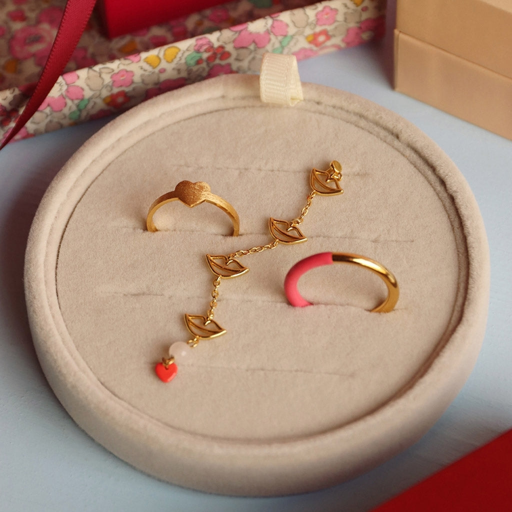 LULU Copenhagen Double Color Ring gold plated Rings Gold/Coral Pink