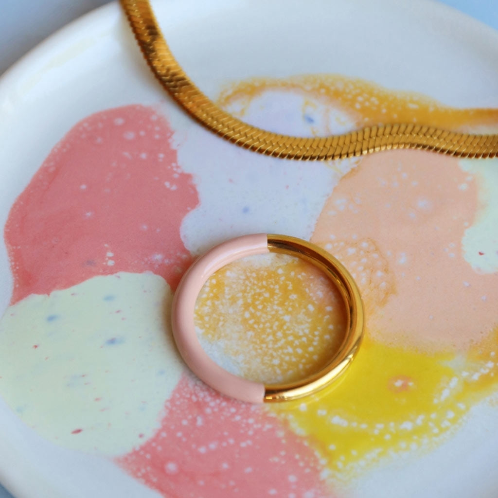 LULU Copenhagen Double Color Ring gold plated Rings Gold/Silk Light Pink
