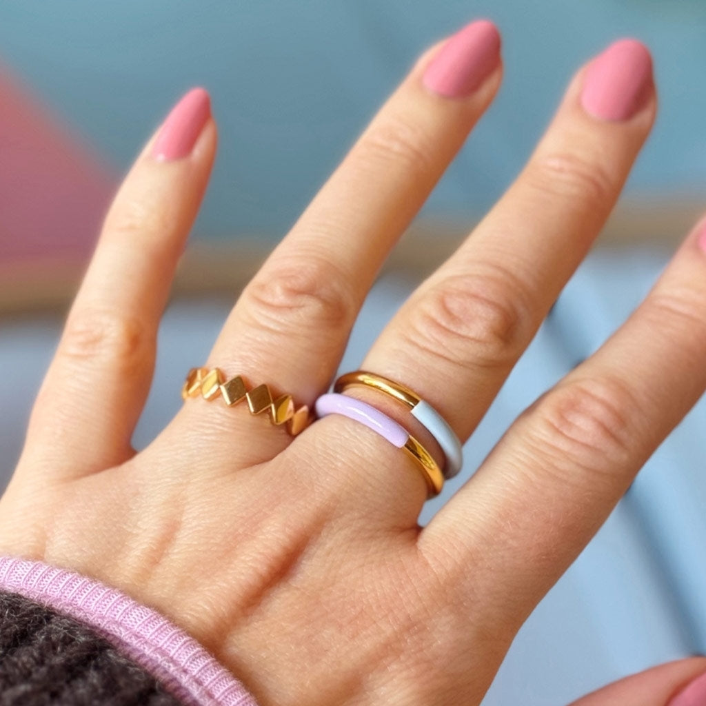 LULU Copenhagen Double Color Ring gold plated Rings Purple