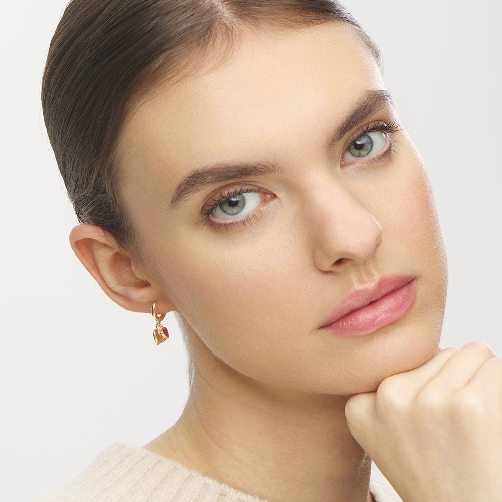 LULU Copenhagen Endless Love earring 1 pcs - gold plated Ear stud, 1 pcs Passion Red
