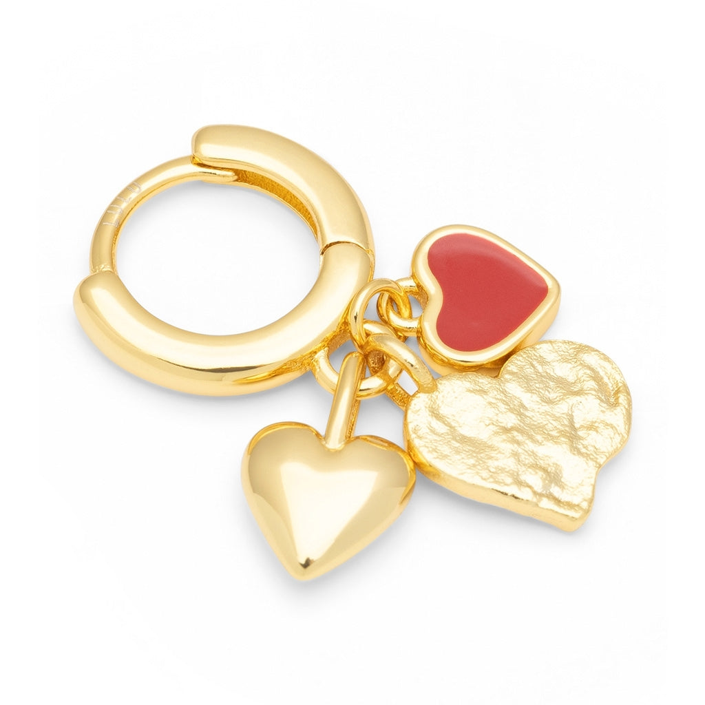 LULU Copenhagen Endless Love earring 1 pcs - gold plated Ear stud, 1 pcs Passion Red