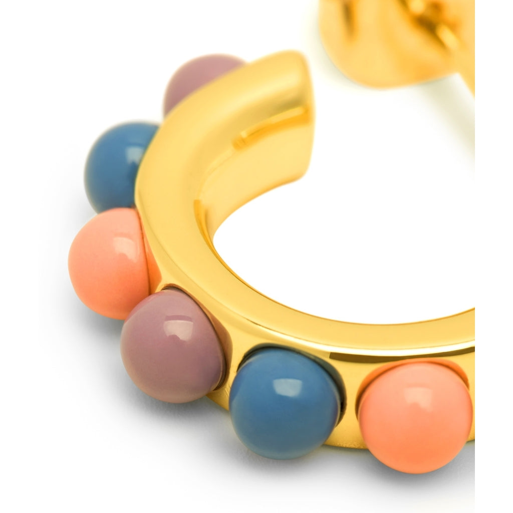 LULU Copenhagen Flower Hoops Color Pair gold plated Hoops Burnt Coral/Blue/Purple