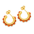 Flower Hoops Stone Pair gold plated - Coral